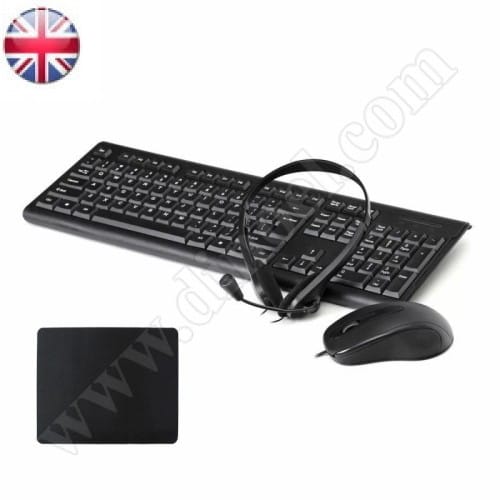 Клавиатура, мишка, слушалка и пад Fiesta 4in1 Office SET, USB, Black, жични